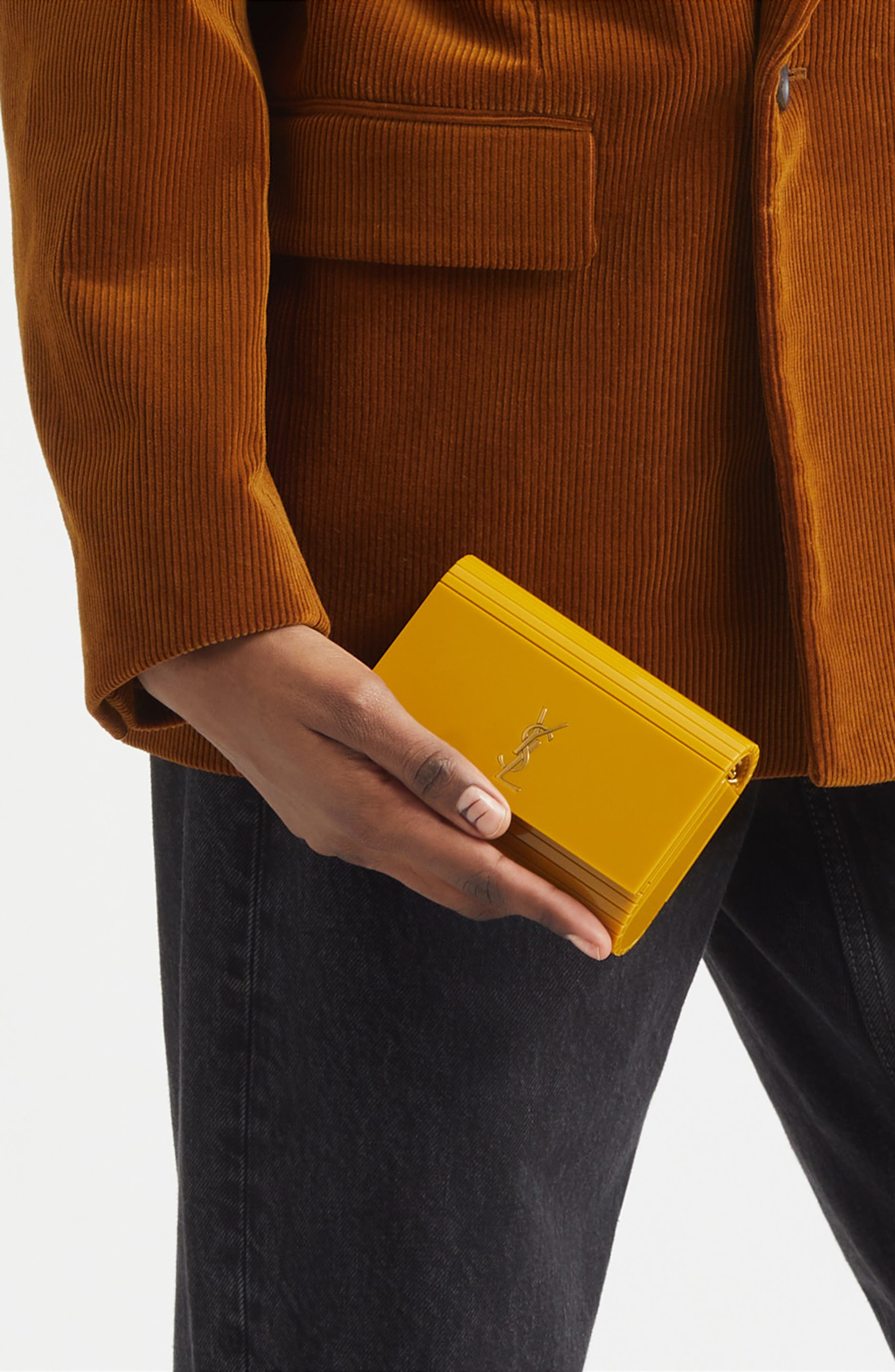 Saint Laurent VICKY MINI PLEXIGLASS BAG, Alternate, color, Daffodil