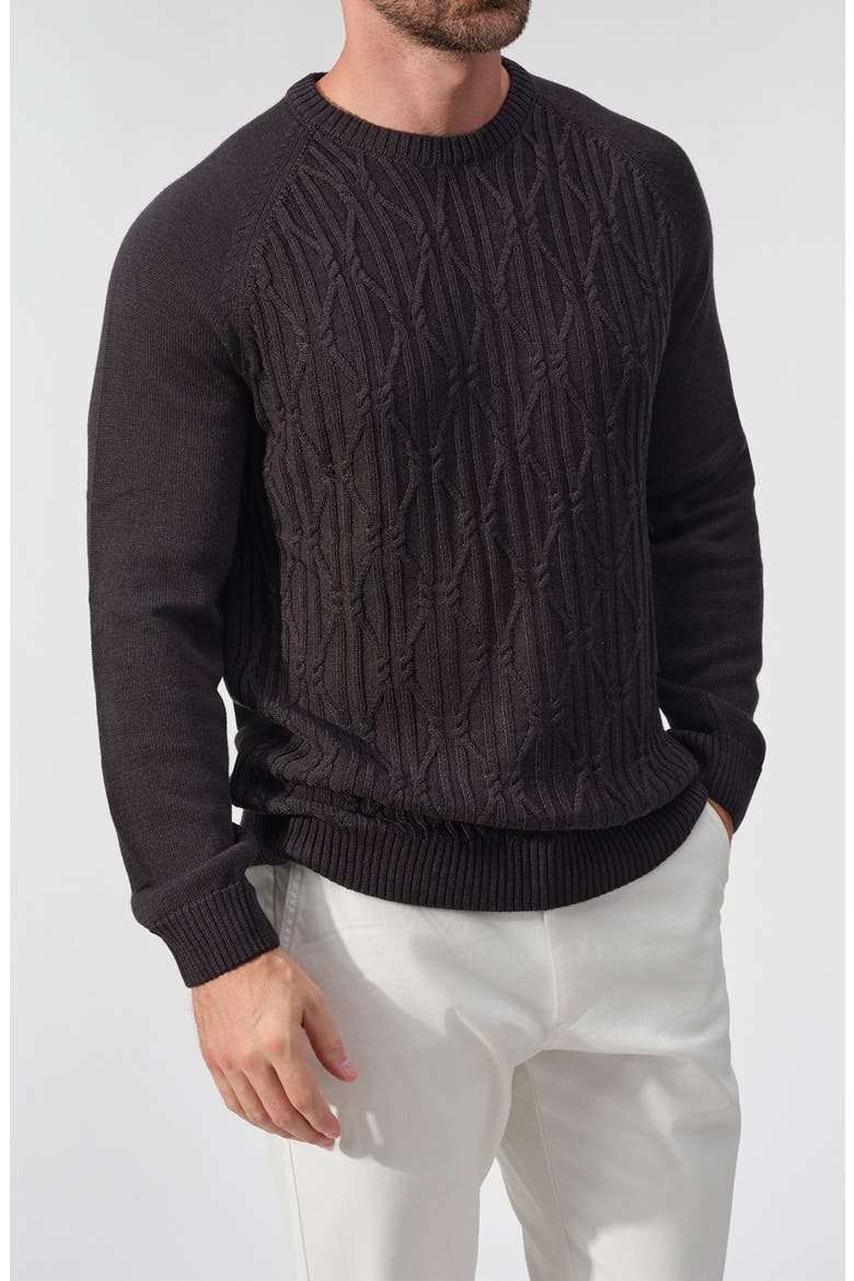Ravello Merino Wool Cable Knit Sweater, Alternate, color, CHARCOAL