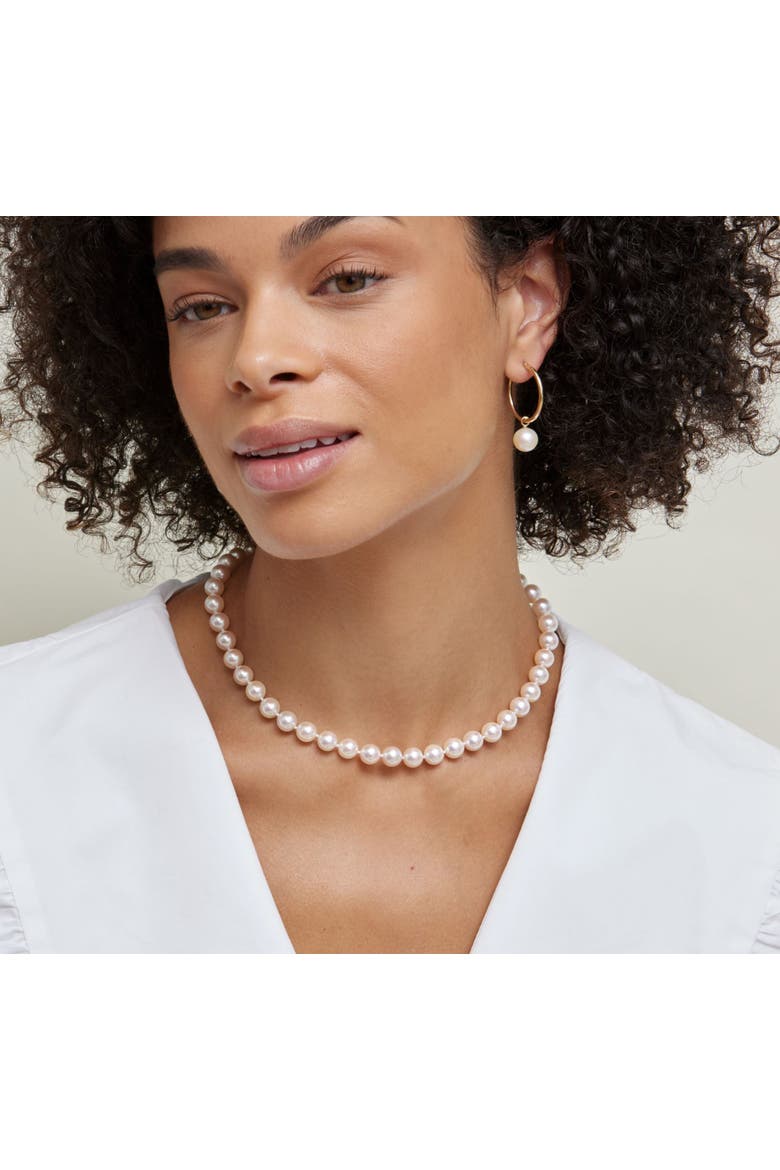 8.0-8.5mm Hanadama Akoya White Pearl Necklace, Alternate, color, White Gold Clasp