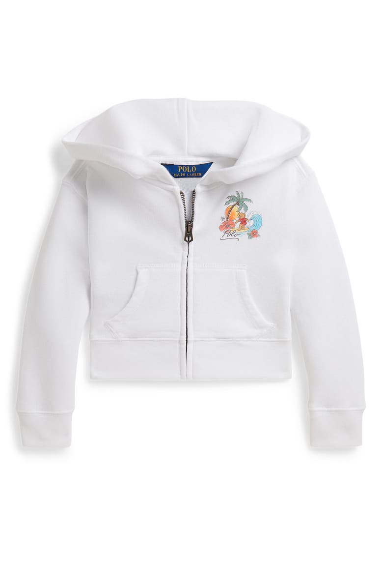 Polo Ralph Lauren Kids' Polo Bear Zip Front Cotton Blend Hoodie, Main, color, White