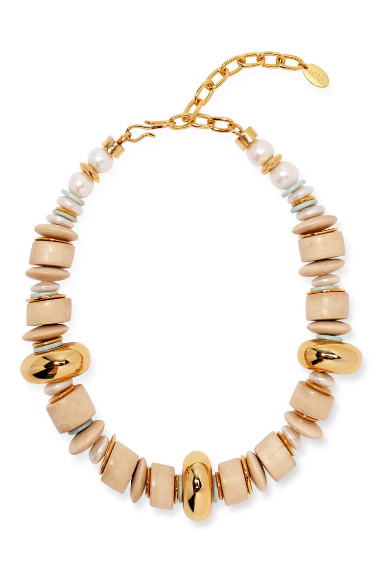 Interval Cultured Pearl Collar Necklace, Main, color, BEIGE