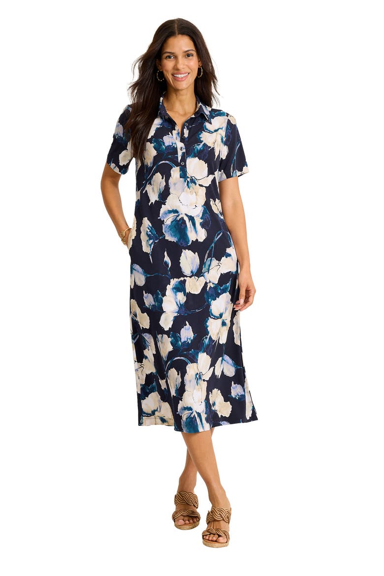 Carmela Beleza Blossom Tie Belt UPF 30+ Shirtdress, Alternate, color, COASTLINE