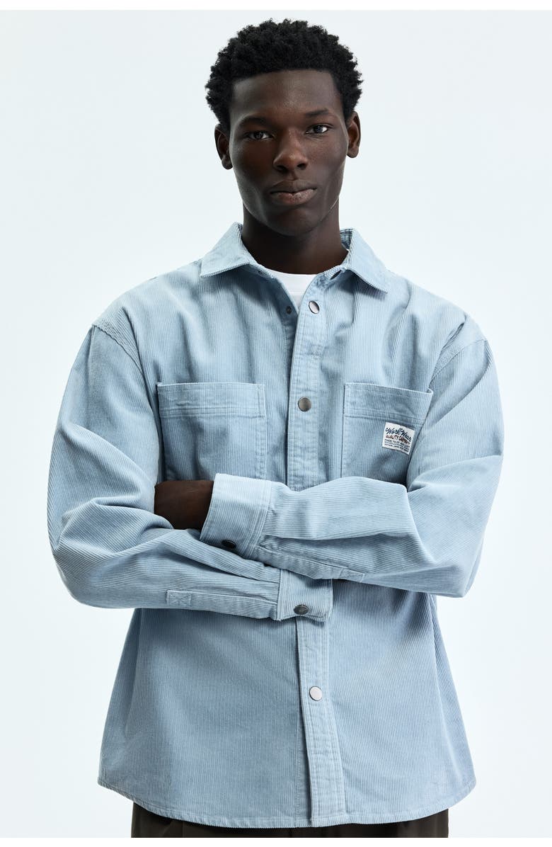 H&M Oversized cotton corduroy shirt, Alternate, color, Light Blue