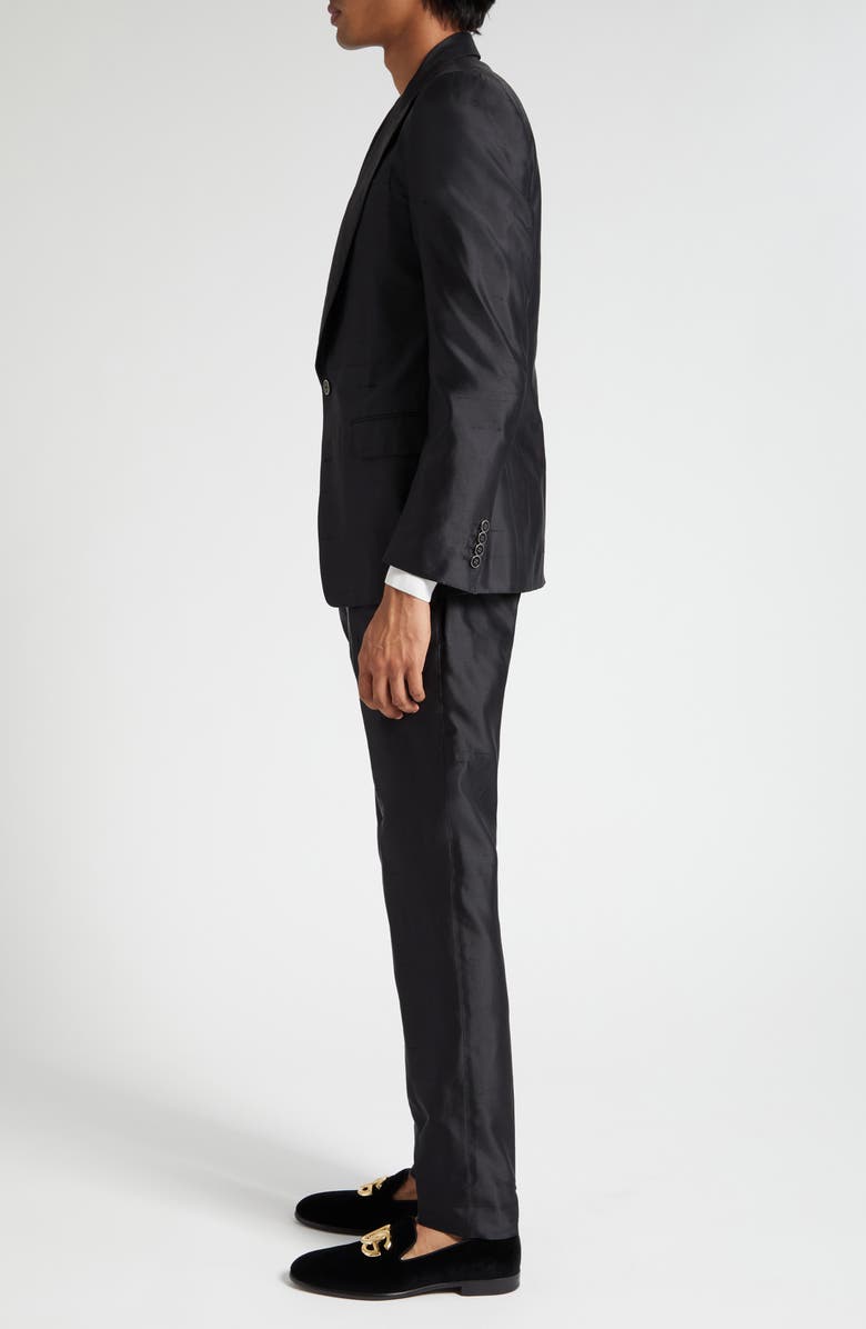 Dolce&Gabbana Sicilia Fit Silk Shantung Two-Piece Suit, Alternate, color, Black