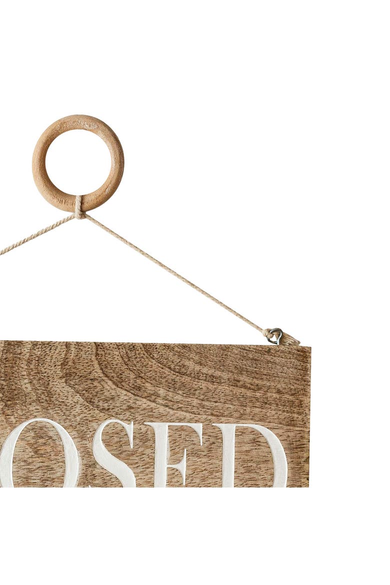 Open or Closed Sign Natural Mango Wood & Metal, Alternate, color, Brown