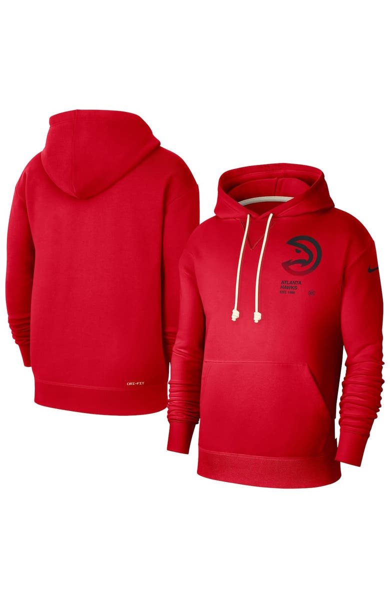 Nike Men's Nike Red Atlanta Hawks Courtside Standard Issue Premium Performance Pullover Hoodie, Main, color, Red