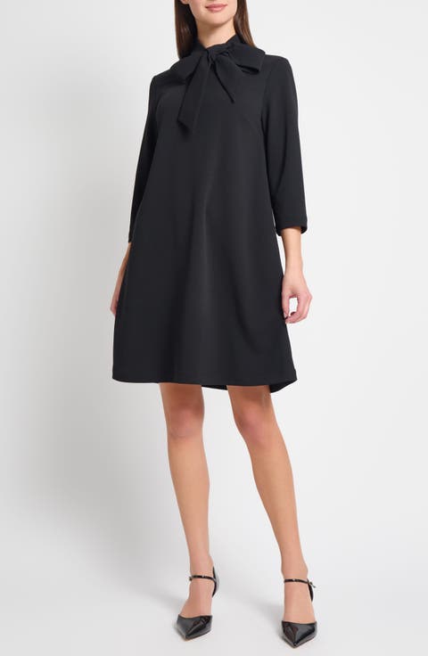 x Tanya Foster Stretch Deco Crepe Tie-Neck Tent Dress