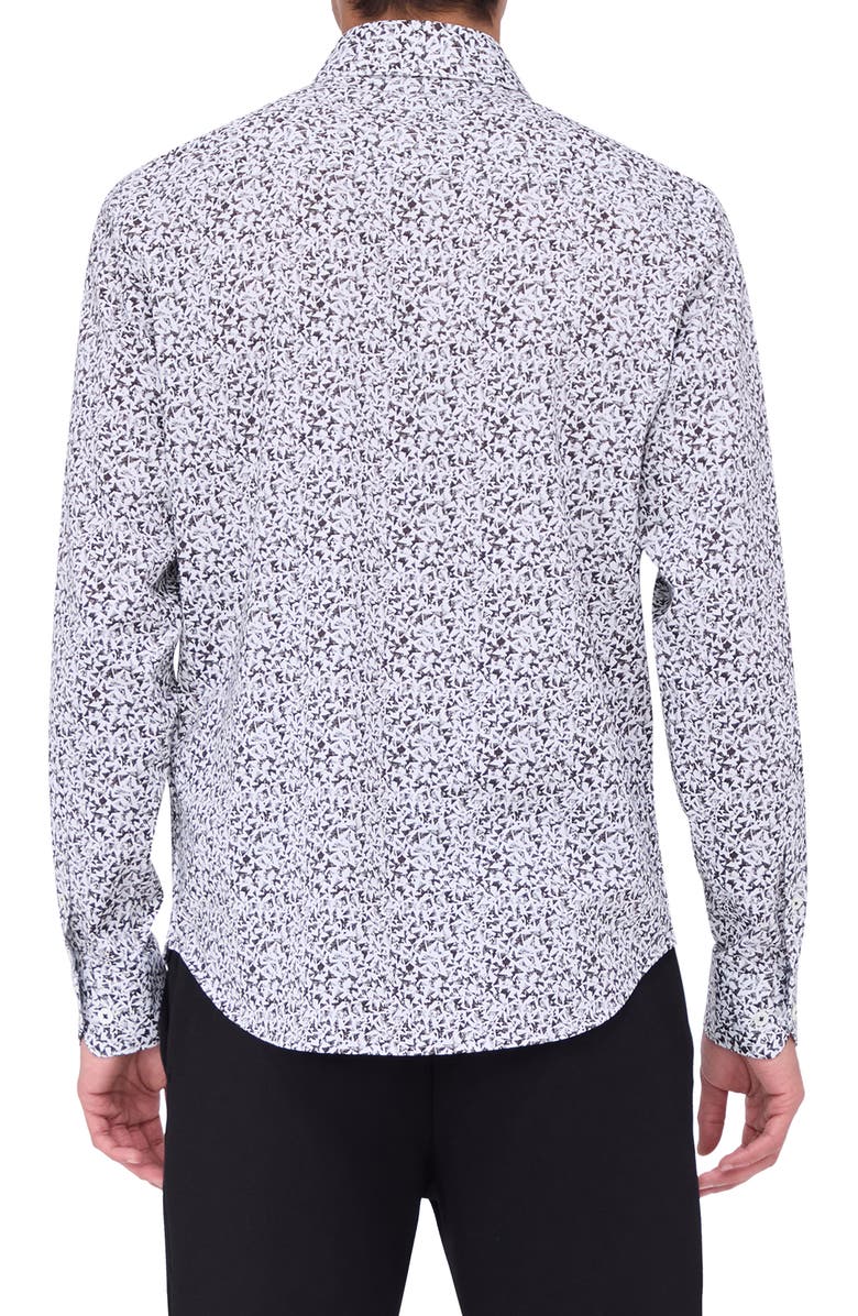 Bugatchi James OoohCotton<sup>®</sup> Mosaic Print Button-Up Shirt, Alternate, color, Black