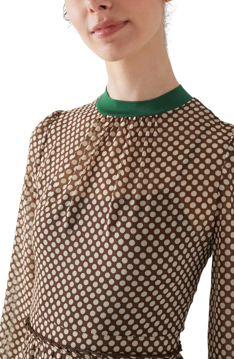 LK Bennett Marianne Pleated Long Sleeve Midi Dress, Alternate, color,