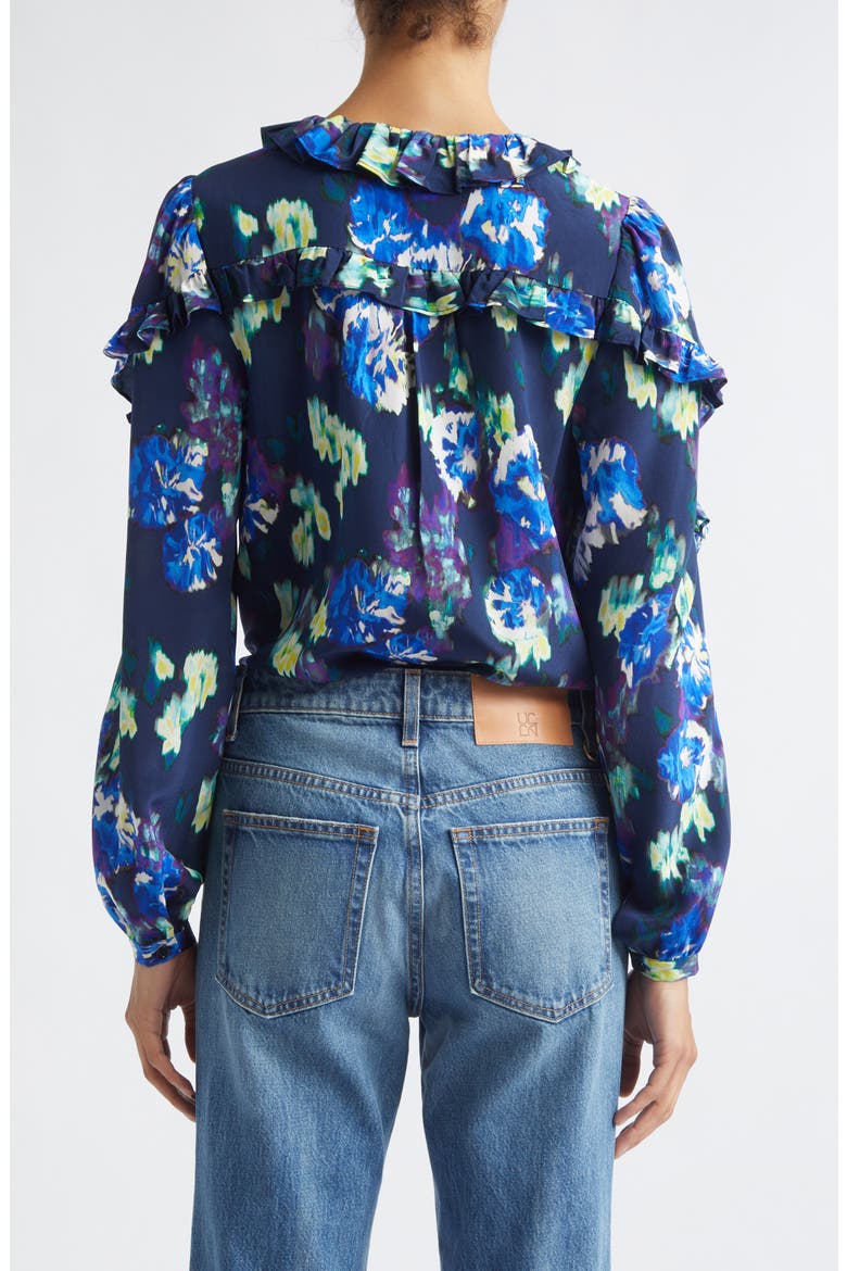 Marguerite Ruffle Silk Top, Alternate, color, EVENING BLOOM
