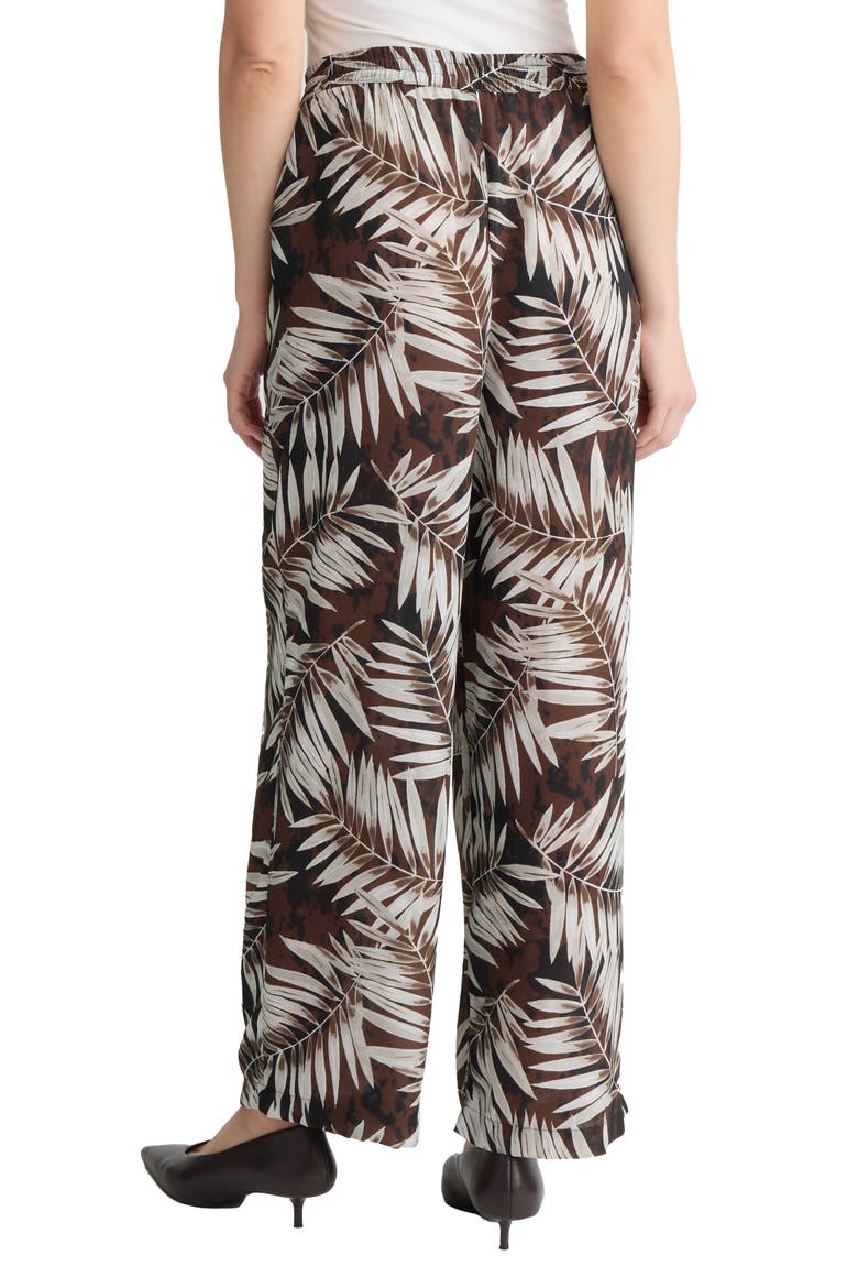 Palm Print Wide Leg Drawstring Pants, Alternate, color, FUDGE MULTI