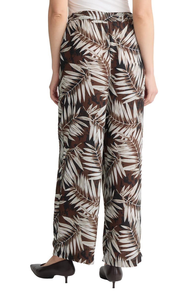 Jones New York Palm Print Wide Leg Drawstring Pants, Alternate, color, Fudge Multi