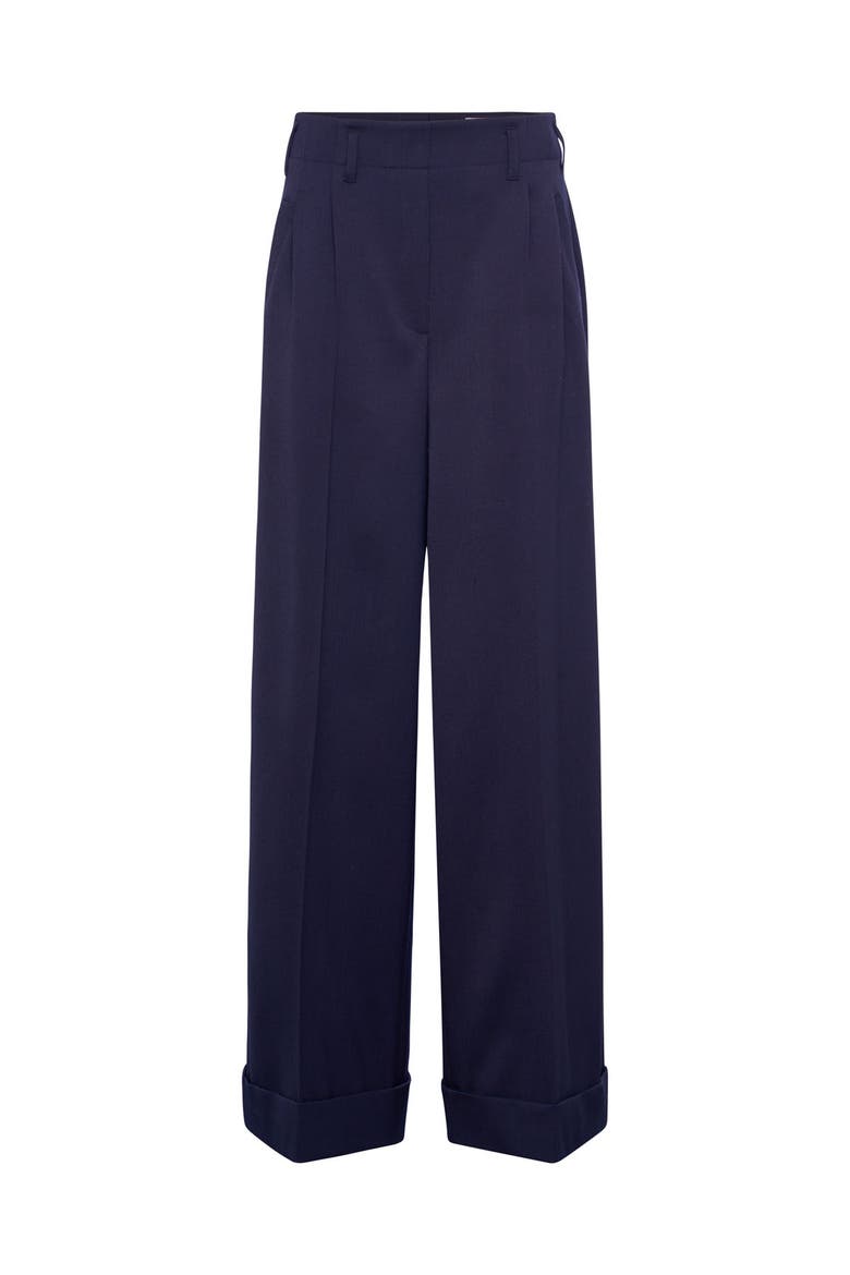 Wide Leg Pants With Cuff, Alternate, color, Blue