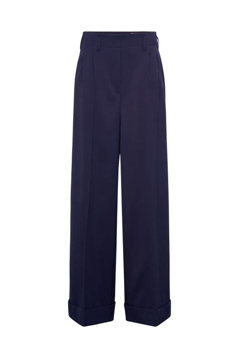 Wide Leg Pants With Cuff