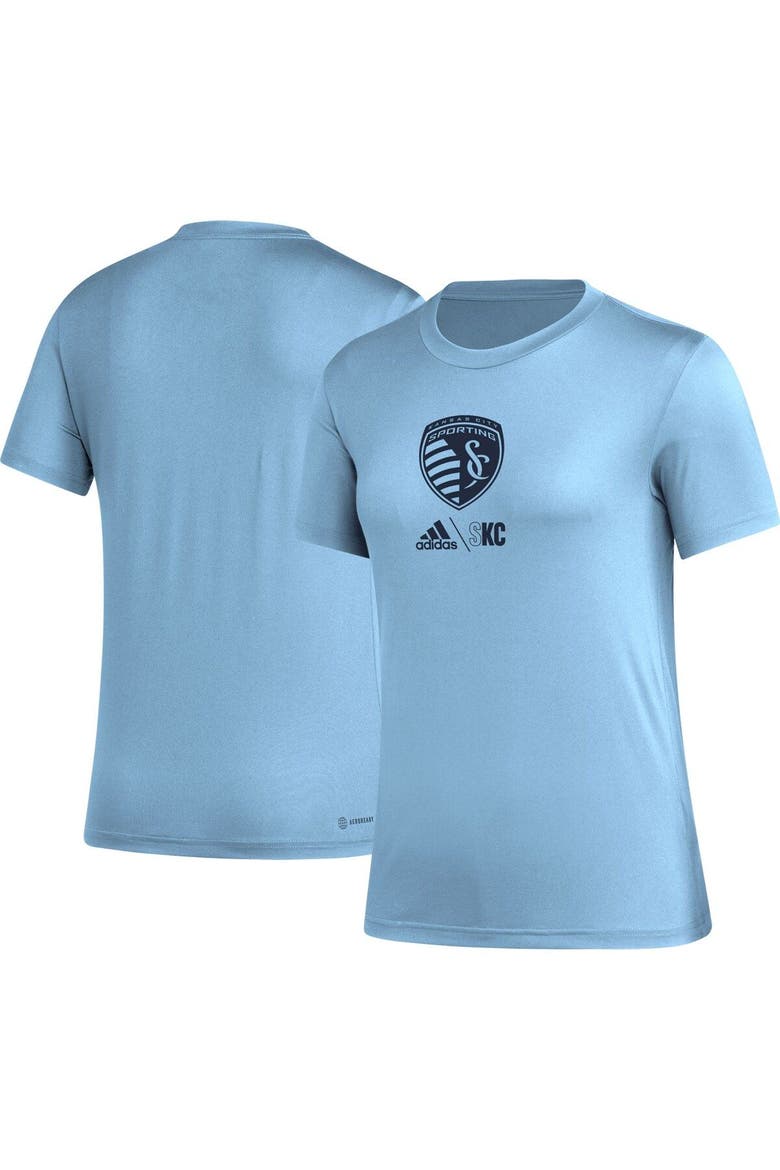 Women's adidas Light Blue Sporting Kansas City AEROREADY Club Icon T-Shirt, Main, color, Light Blue