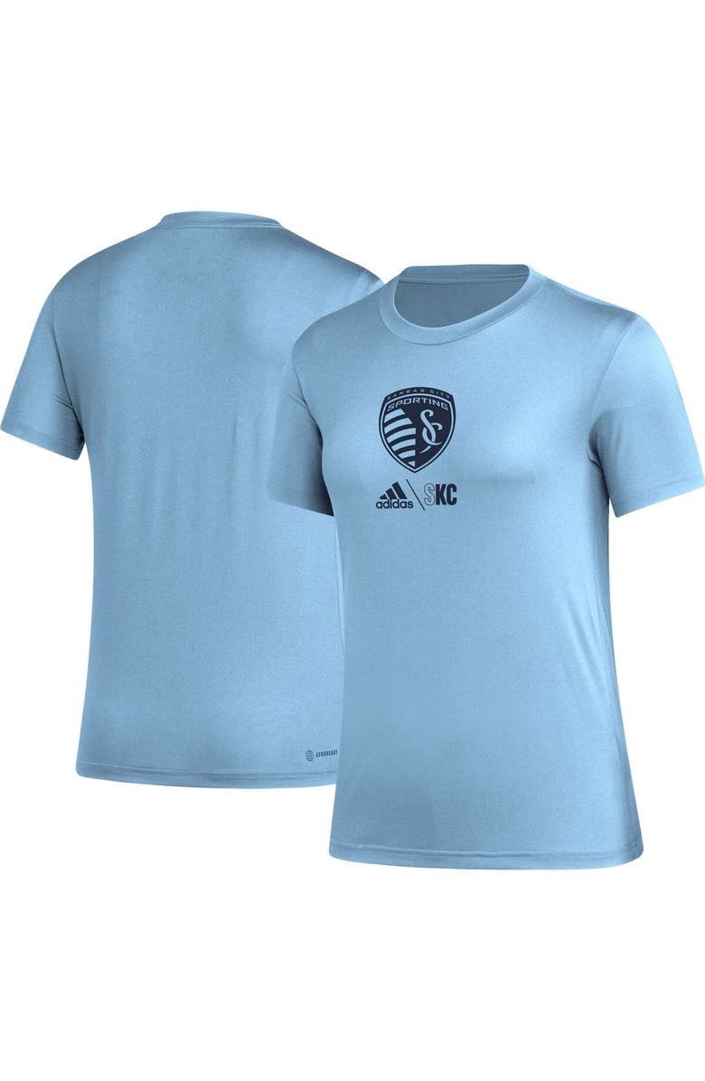 adidas Women's adidas Light Blue Sporting Kansas City AEROREADY Club Icon T-Shirt, Main, color, Light Blue