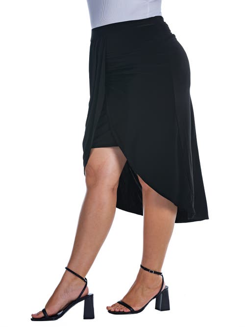 24seven Comfort Apparel Knee Length Tulip Skirt In Black