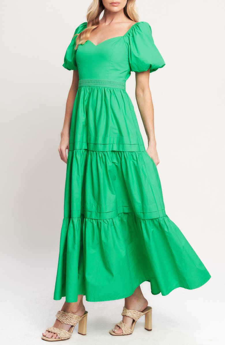 FLYING TOMATO Puff Sleeve Tiered Maxi Dress, Alternate, color, 