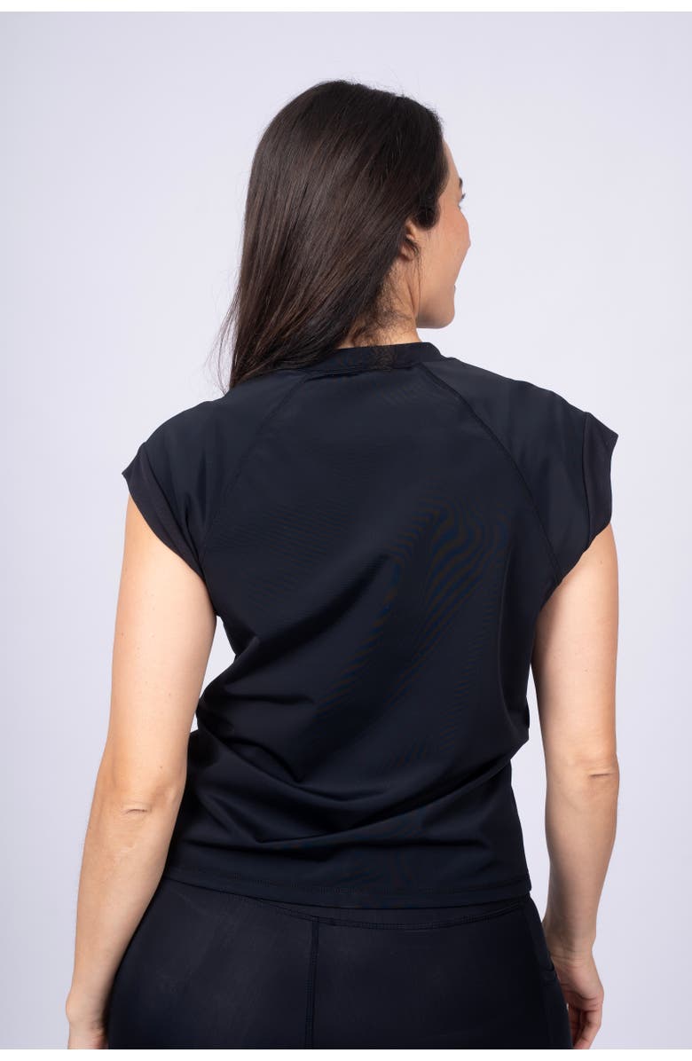 Line in the Sand Swim & Sport Short Sleeve Top, Alternate, color, Ink