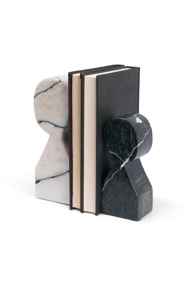 Shadow Marble Bookends, Main, color, White