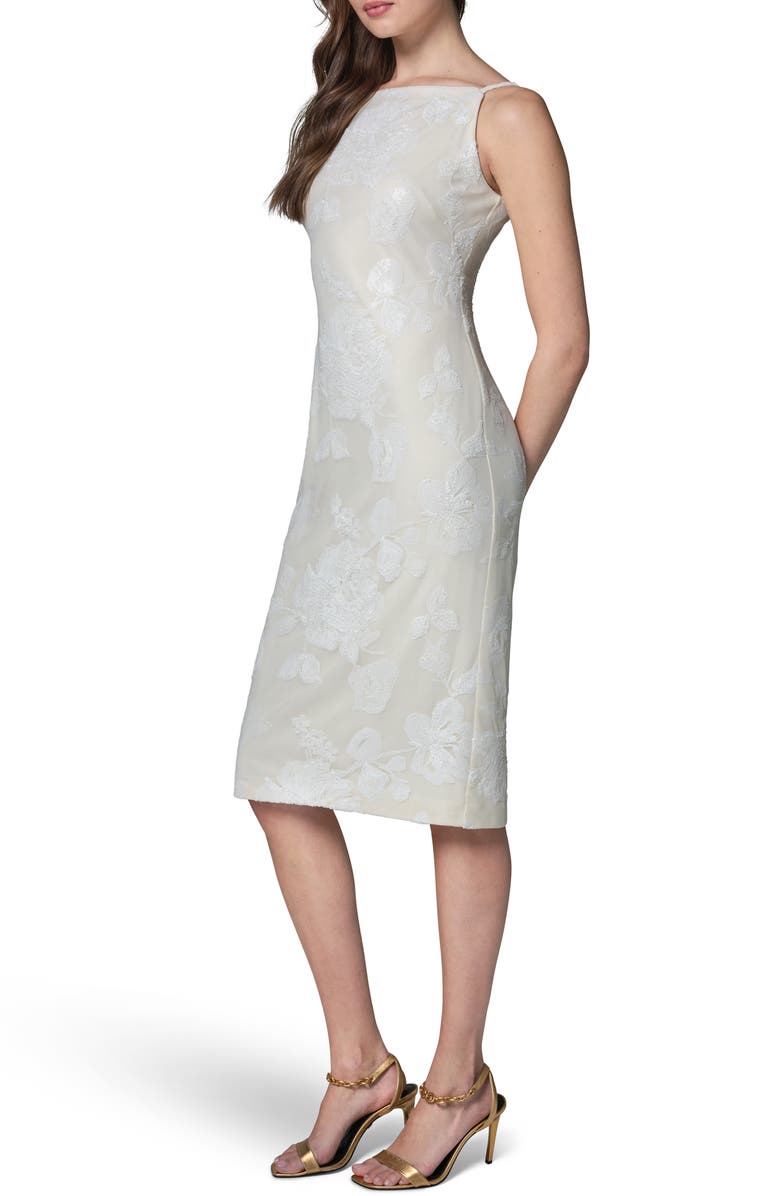 Donna Karan New York Beaded Floral Dress, Alternate, color, Cream