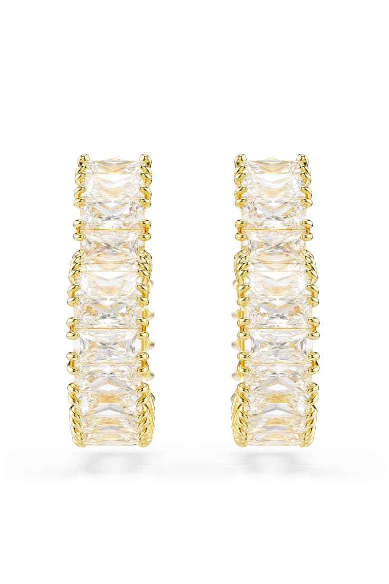 Matrix Crystal Heart Hoop Earrings, Alternate, color, WHITE/ GOLD