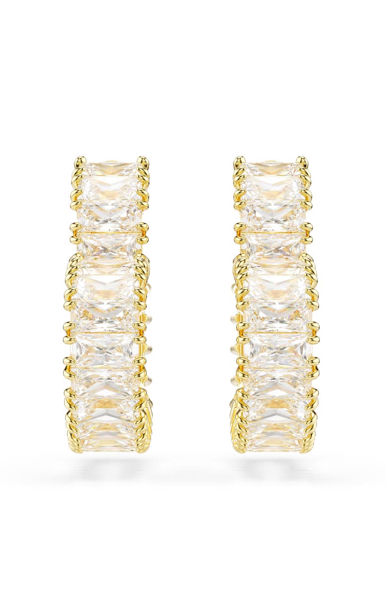 Swarovski Matrix Crystal Heart Hoop Earrings, Alternate, color, White/ Gold