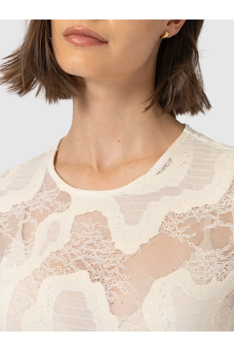 Austen Crew Neck Long Sleeve Tee, Alternate, color, Cream Lace
