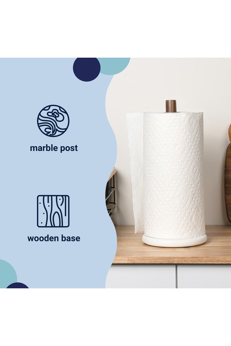 Avery Modern Classic Metal with Non Slip Weighted Marble Base Paper Towel Holder, Alternate, color, Natural / White Marble