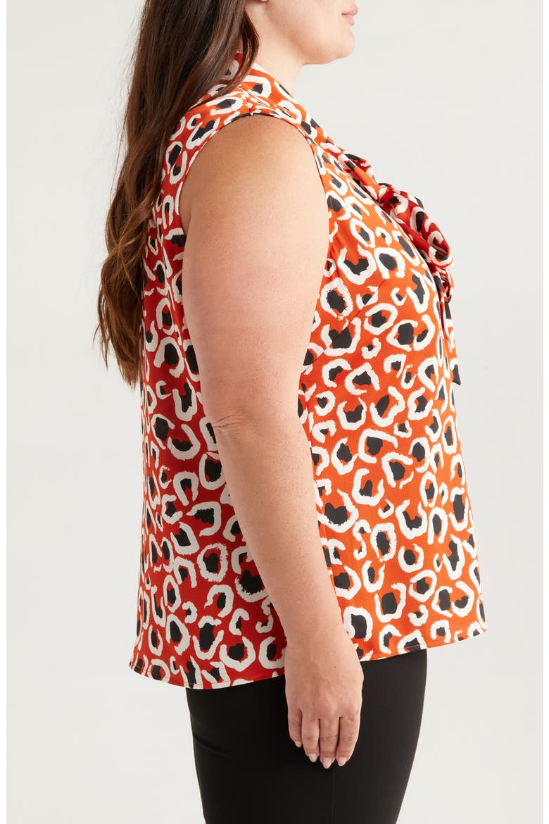 Bow Neck Sleeveless Satin Top, Alternate, color, PERSIMMON LEOPARD