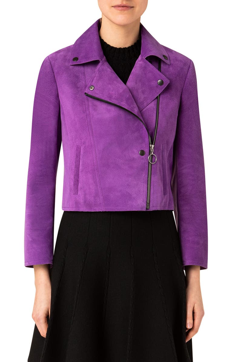 Akris punto Suede Biker Jacket, Main, color, 