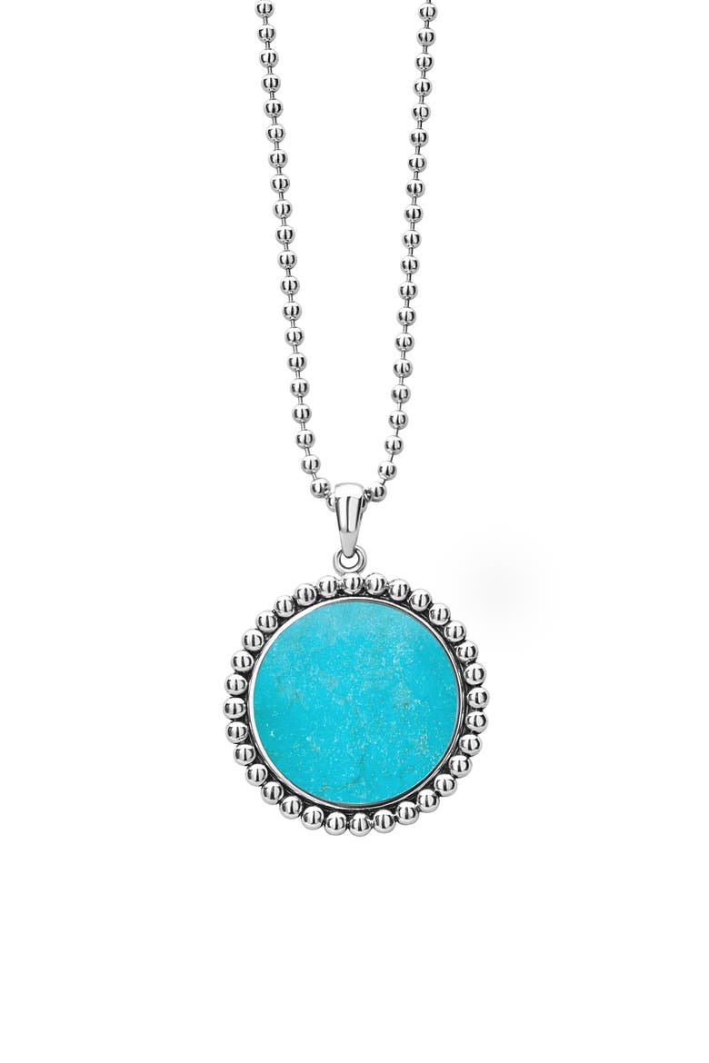 Maya Large Circle Pendant Necklace, Alternate, color, SILVER/ TURQUOISE