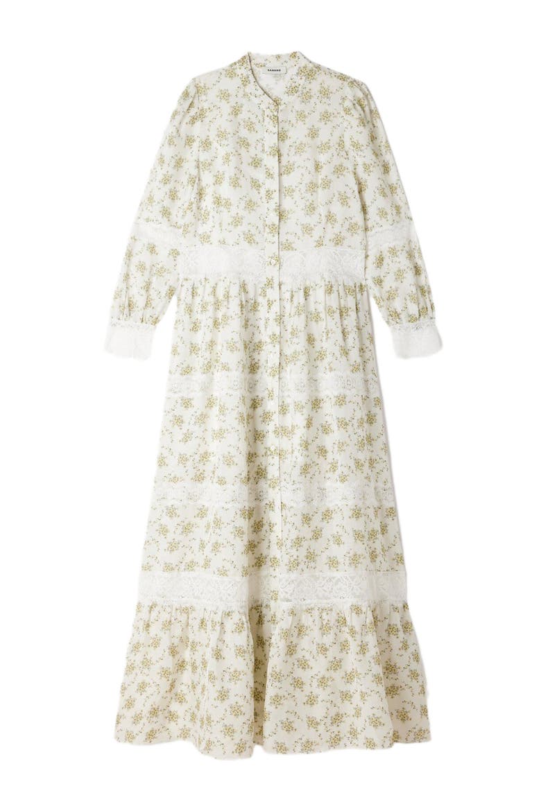 Floral lace maxi dress, Alternate, color, Olive / ecru