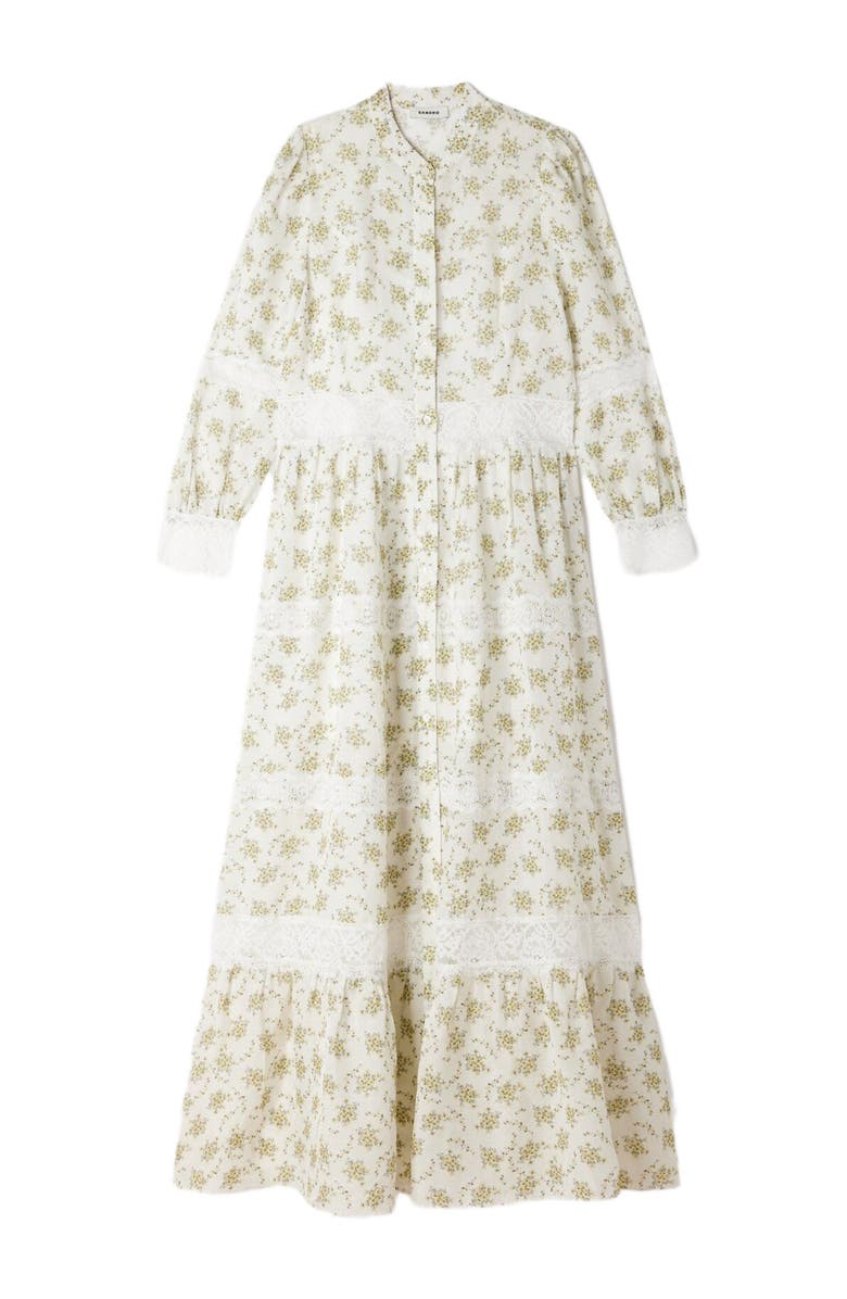 SANDRO Floral lace maxi dress, Alternate, color, Olive / Ecru