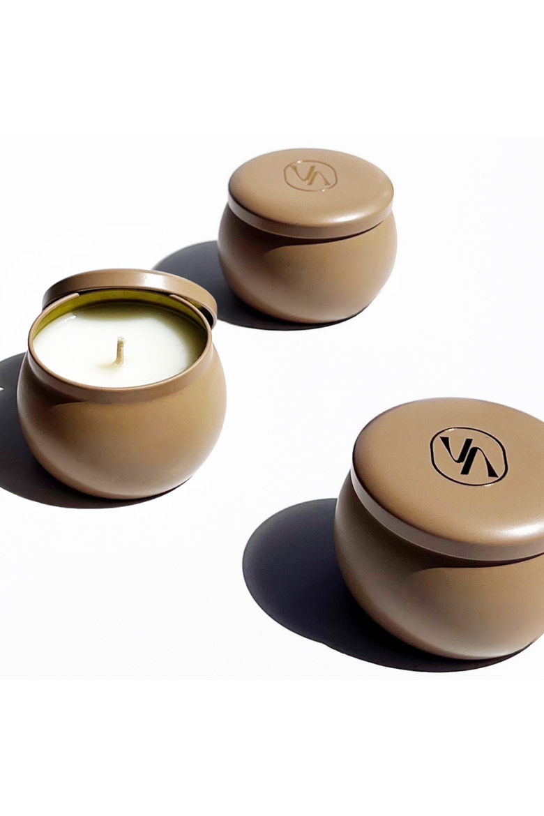 Mini Scented Travel Candle With Cotton Wick In Hinoki Flower, Alternate, color, Soft White