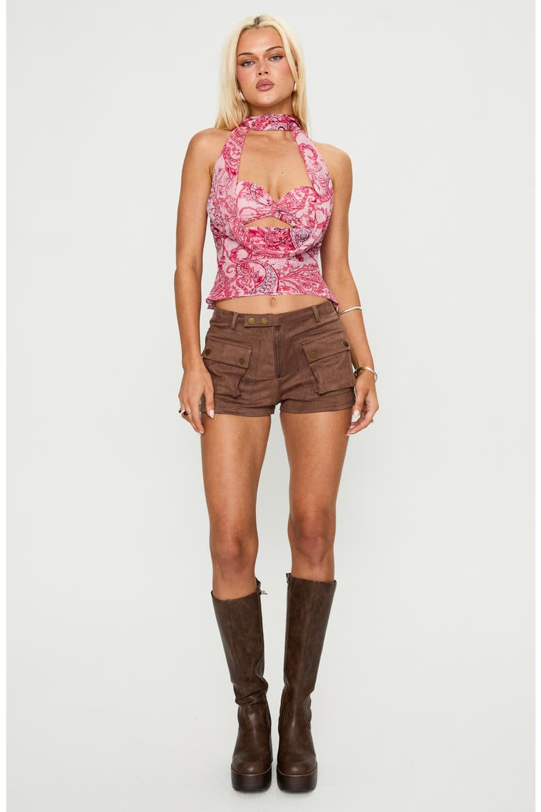 Hendrick Faux Suede Shorts, Alternate, color, BROWN