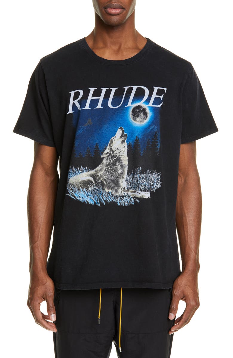 Rhude Wolf & Moon Graphic T-Shirt, Main, color,