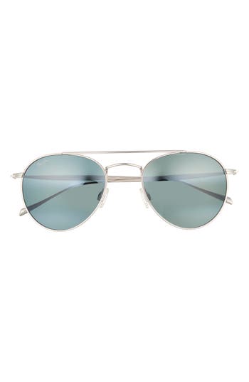 Maui Jim 52mm Polarized Aviator Sunglasses In Silver