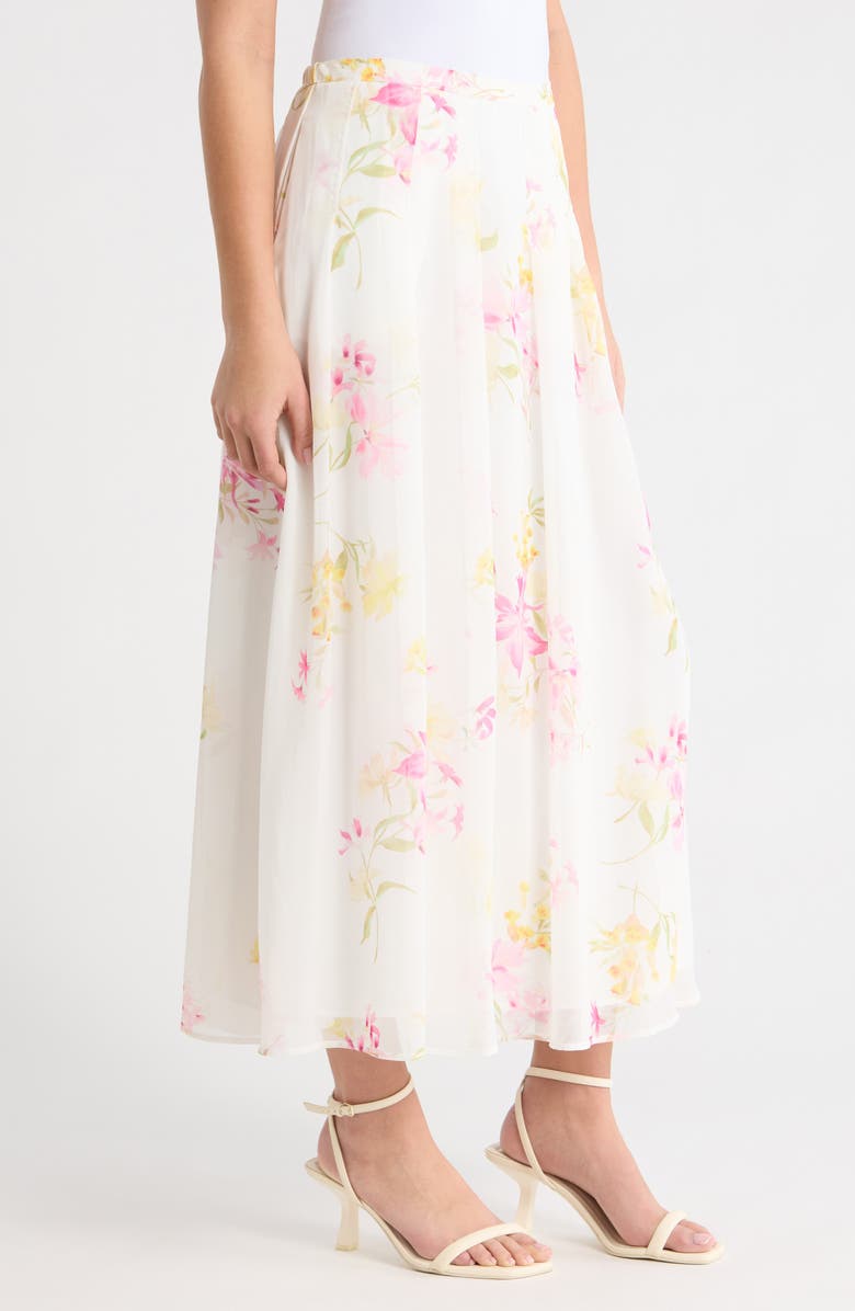 Vince Camuto Floral Maxi Skirt, Alternate, color, Lemon Cream