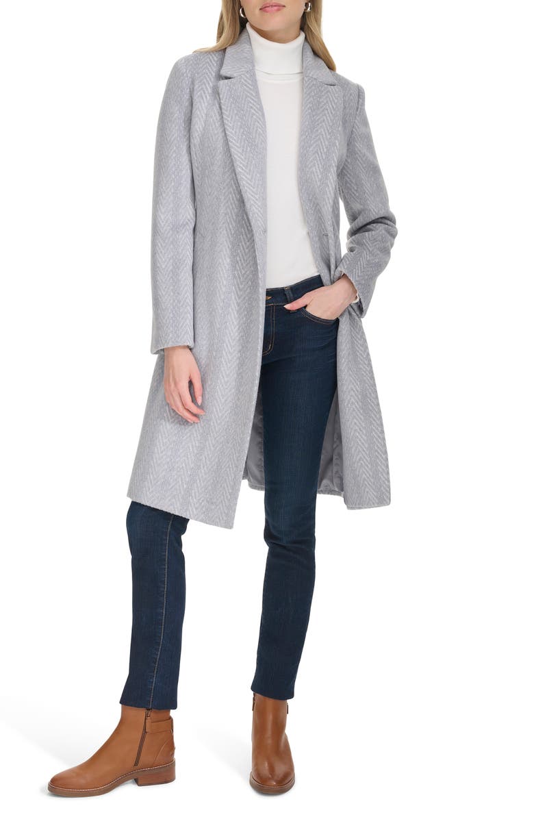 Cole Haan Chevron Pattern Coat, Alternate, color, Grey