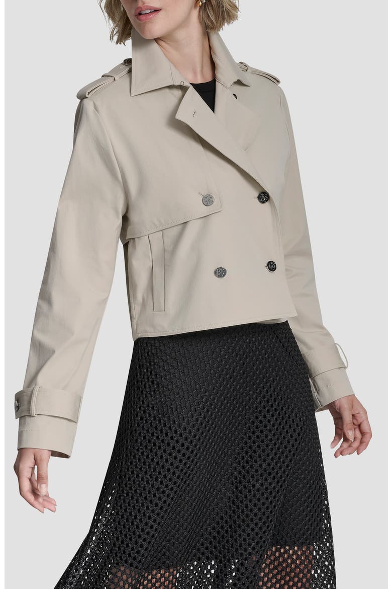 Crop Trench Coat, Alternate, color, ECRU