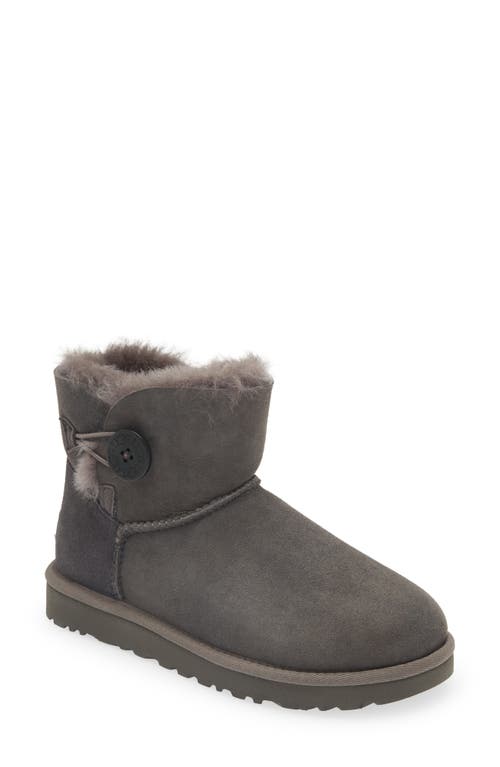 Ugg ® Mini Bailey Button Ii Genuine Shearling Boot In Grey Suede