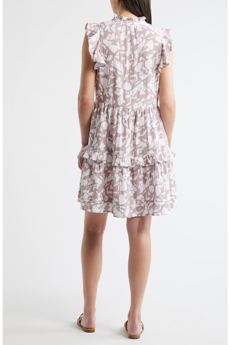 Floral Ruffle Gauze Dress, Alternate, color, PURPLE HERON SHADOWED TROPIC