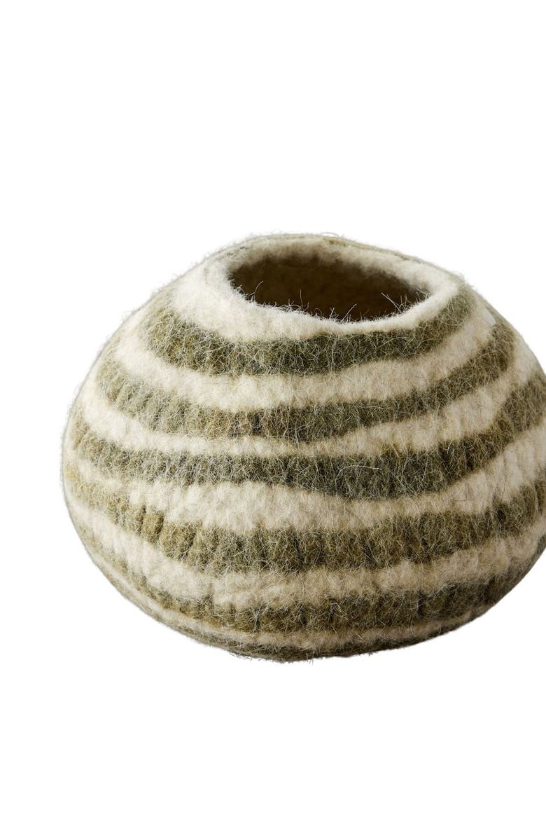 kanju Interiors Pathways Decorative Wool Ukhamba Bowl, Main, color, Olive Green