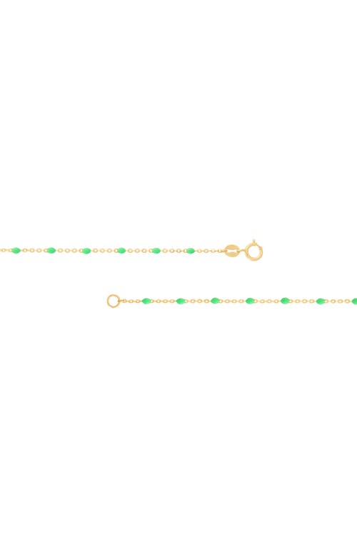 Frankie & Zoe 2.5mm Green Enamel Station Necklace In Gold
