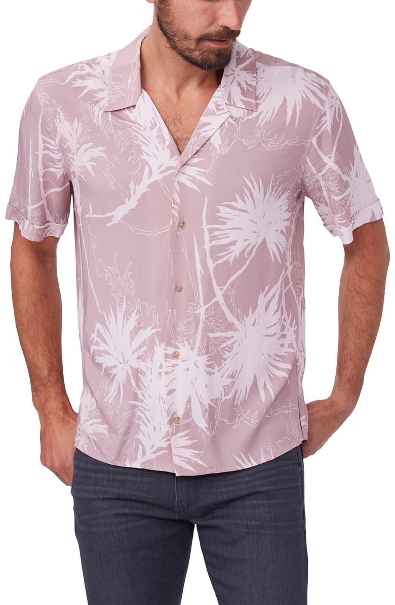 PAIGE Landon Agave Print Short Sleeve Button-Up Camp Shirt, Main, color, 