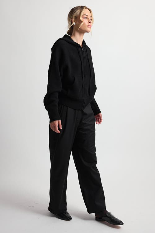 Almina Concept Wool Hoodie Zip Up Sweater In Black