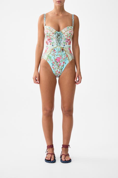 Lace Up Underwire Moulded Cup One Piece