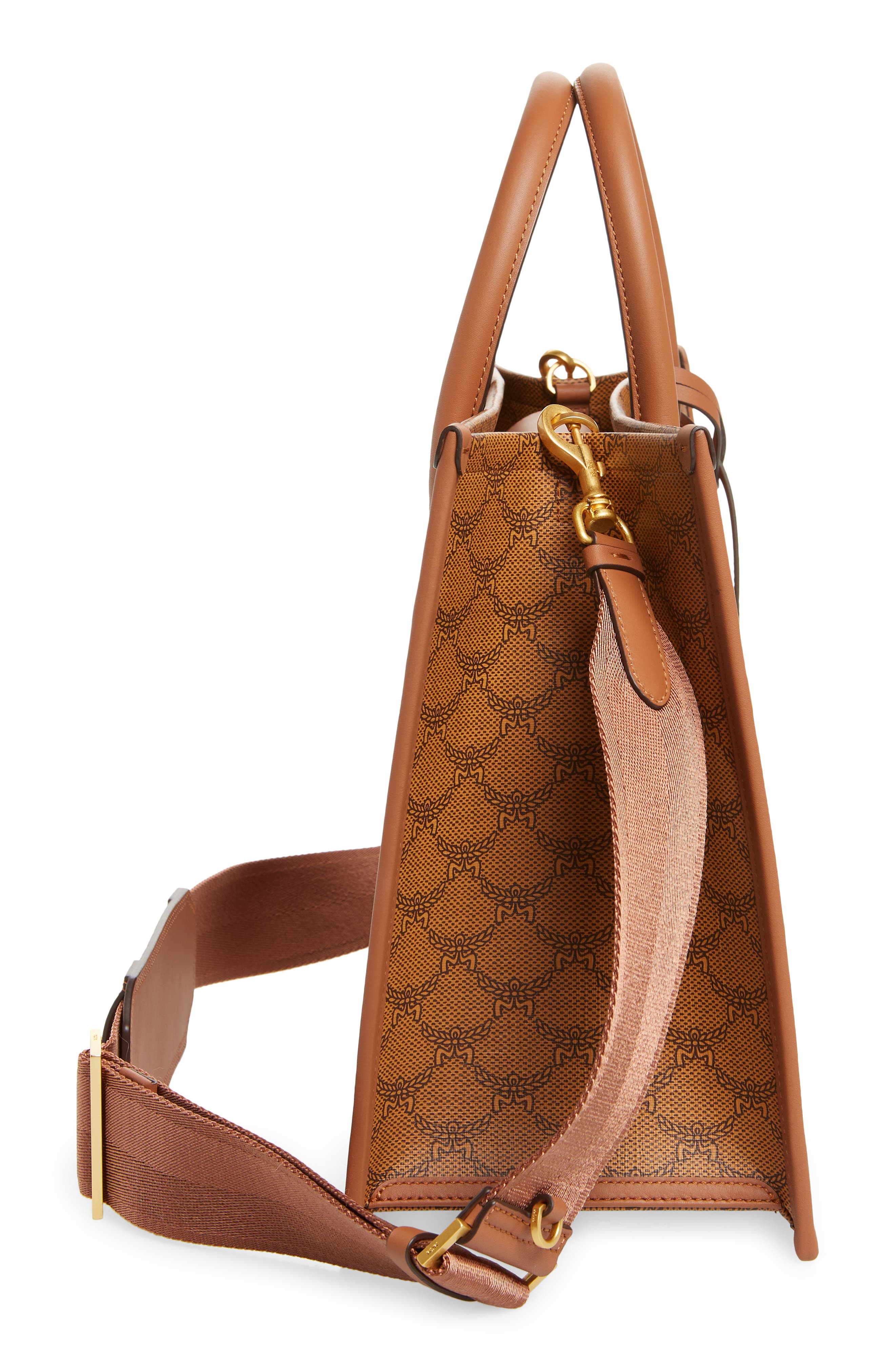 MCM Medium Himmel Lauretos Coated Canvas Tote, Alternate, color, 