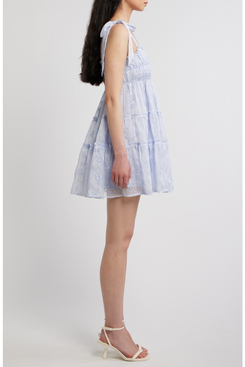 Tiered Eyelet Mini Sundress, Alternate, color, LIGHT BLUE